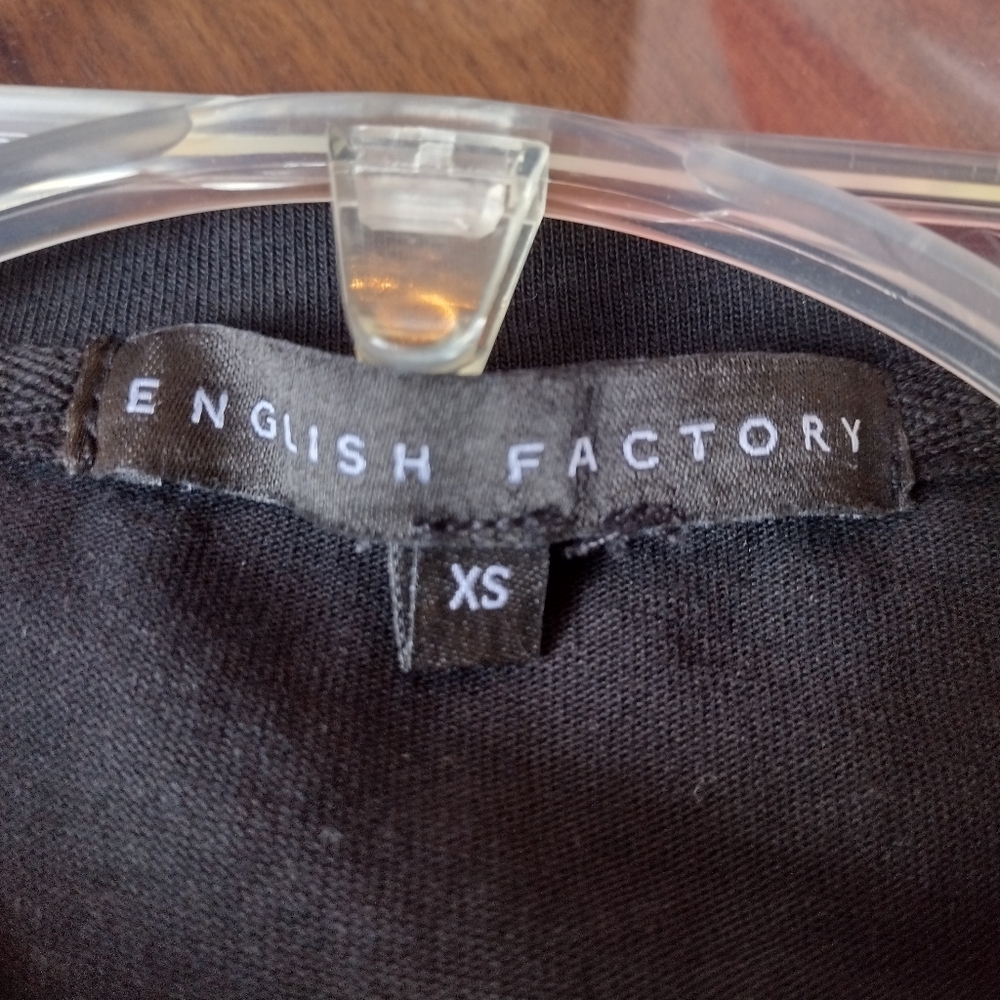 English Factory Mix Media Black Ruffle Sleeve T-Shirt Size XSmall - Picture 5 of 6